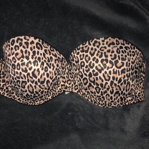 PINK 34B strapless cheetah print bra